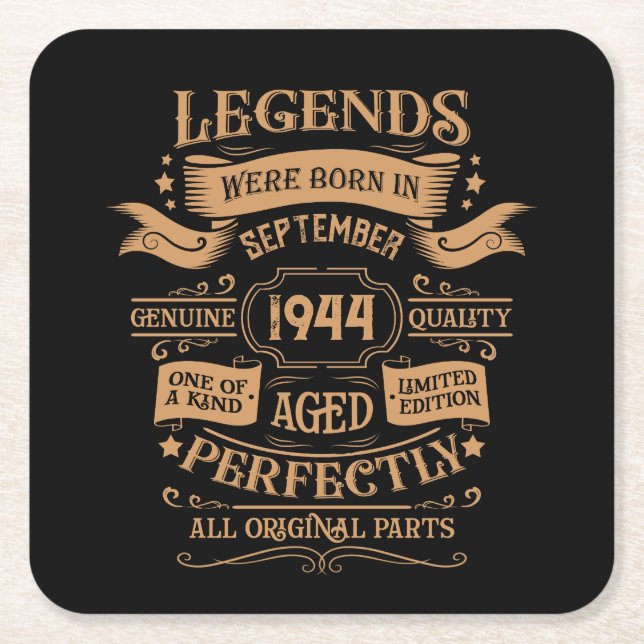 Personalized eighty vintage 80th birthday party square paper coaster (Front)