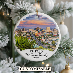 Personalized El Paso Ornament, Custom Texas Ceramic Ornament