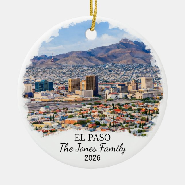 Personalized El Paso Ornament, Custom Texas Ceramic Ornament (Front)