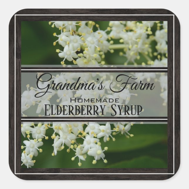 Personalized Elderberry Square Sticker (Front)