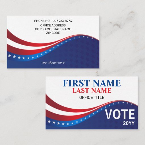 Personalized Election Campaign Business Card | Zazzle