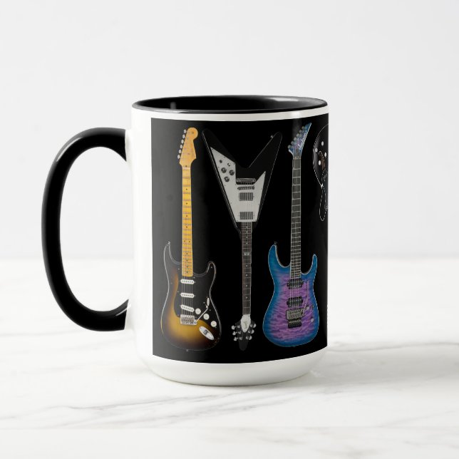 Personalized Electric Guitars Black Mug (Left)