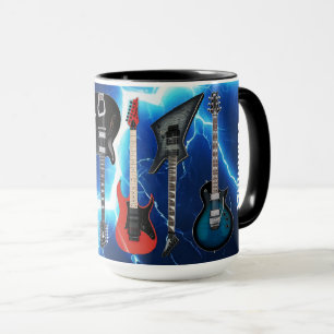 Personalized Electric Guitars Blue Lightning Mug