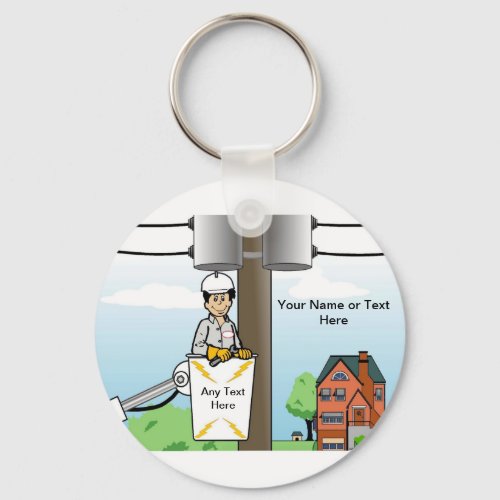 Personalized Electric Lineman _ Male Cartoon Two_T Keychain