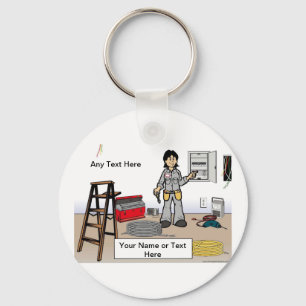 Personalized Electrician - Female Cartoon  Keychain