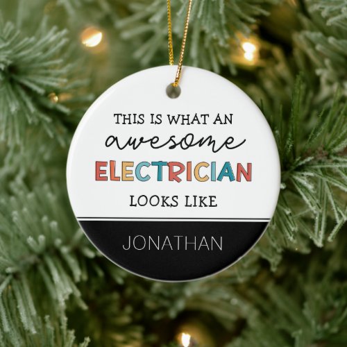 Personalized Electrician Funny Gifts Ceramic Ornament