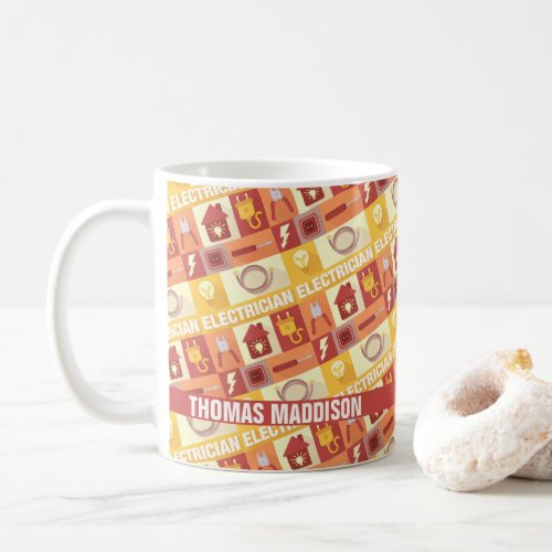 Personalized Electrician Iconic Pattern Coffee Mug