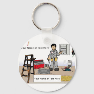 Personalized Electrician - Male Cartoon Keychain