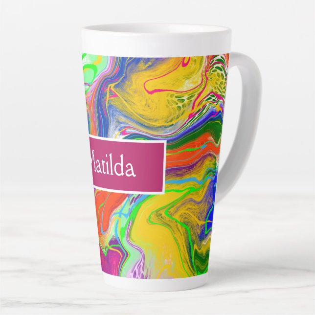 Personalized Electricity Marble Fluid Art   Latte Mug (Right Angle)