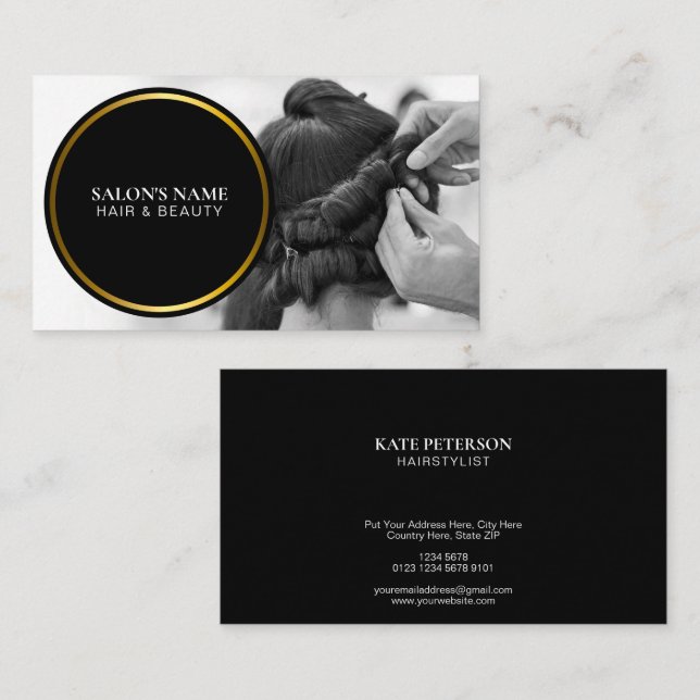 Personalized Elegance Black and White Photo Business Card (Front/Back)