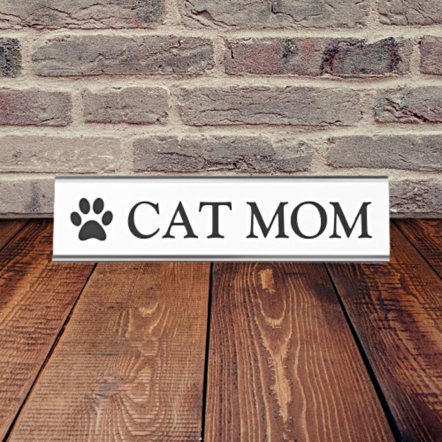 Personalized Elegance: Cat Mom Desk Name Plate (Creator Uploaded)