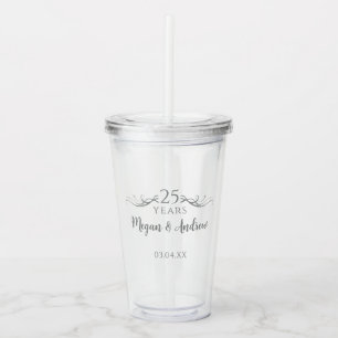 Personalized Elegant 25th Wedding Anniversary Acrylic Tumbler