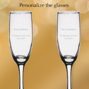 Personalized Elegant 50th Anniversary Custom Gift Champagne Flute