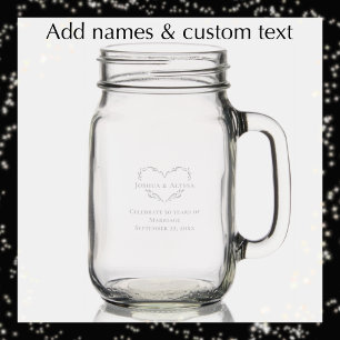 Personalized Elegant 50th Anniversary Gift Mason Jar W/ Handle