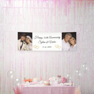 Personalized Elegant 50th Anniversary Party Photo Banner