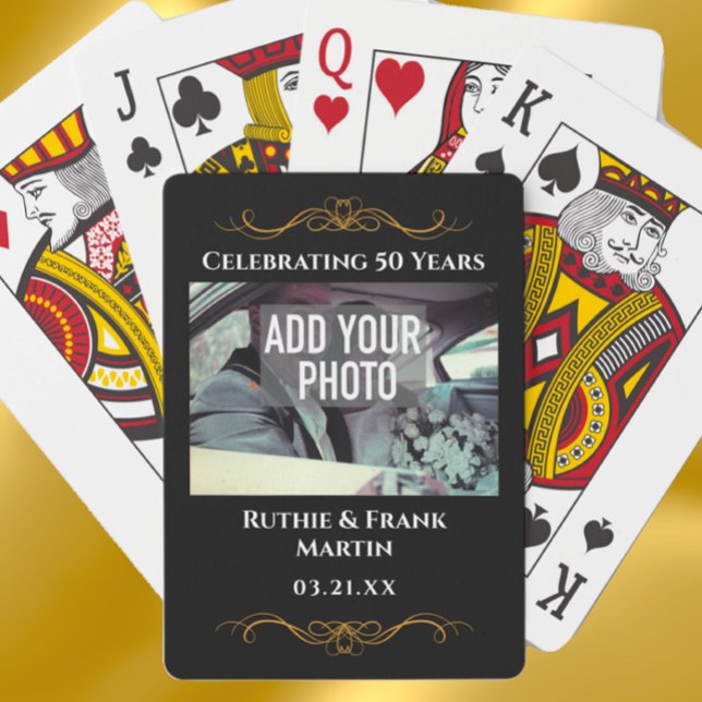 Personalized Elegant 50th Anniversary Photo Gift Poker Cards (Personalized photo keepsake playing cards. Fun custom 50th wedding anniversary gift or party favor.
)