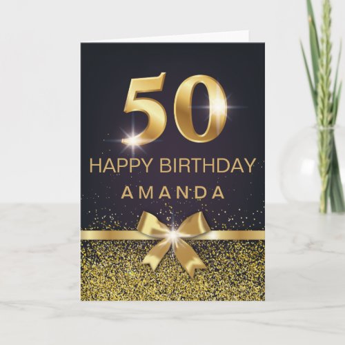 Personalized Elegant 50th Birthday Gold Glitter