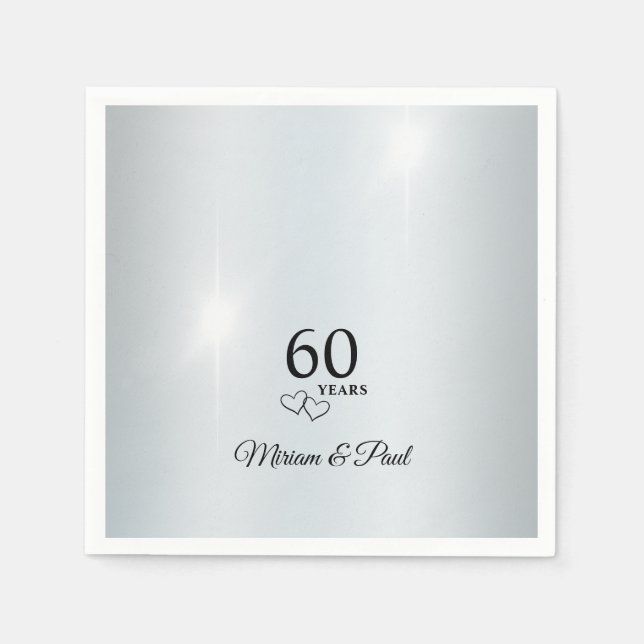 Personalized Elegant 60th Anniversary Party Napkins (Front)