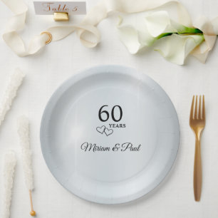 Personalized Elegant 60th Anniversary Party Paper Plates