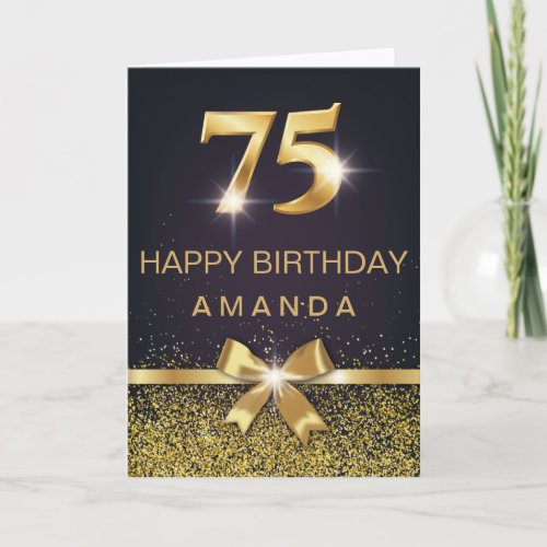 Personalized Elegant 75th Birthday Gold Glitter