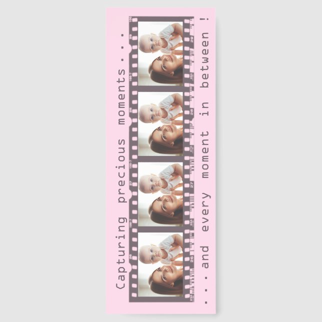 Personalized Elegant 8-Film Negative Photos, Pink Bookmarks (Back)