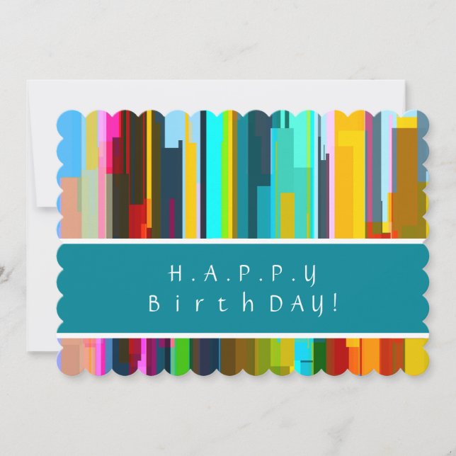 Personalized Elegant Abstract Art Birthday Card (Front)
