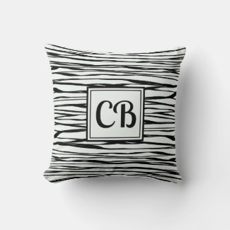 Personalized Elegant Abstract Black Monogram Snow