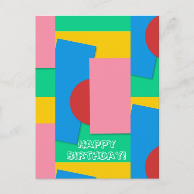 Personalized Elegant Abstract Color Art Birthday Postcard (Front)