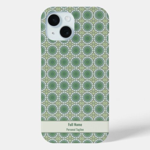 Personalized Elegant Abstract Floral Pattern Green iPhone 15 Case