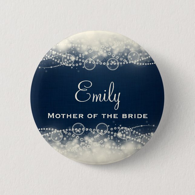 Personalized Elegant Abstract Lace and Pearls Pinback Button (Front)