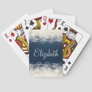 Personalized Elegant Abstract Lace and Pearls Poker Cards