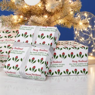 Personalized Elegant Abstract Red Roses and Holly