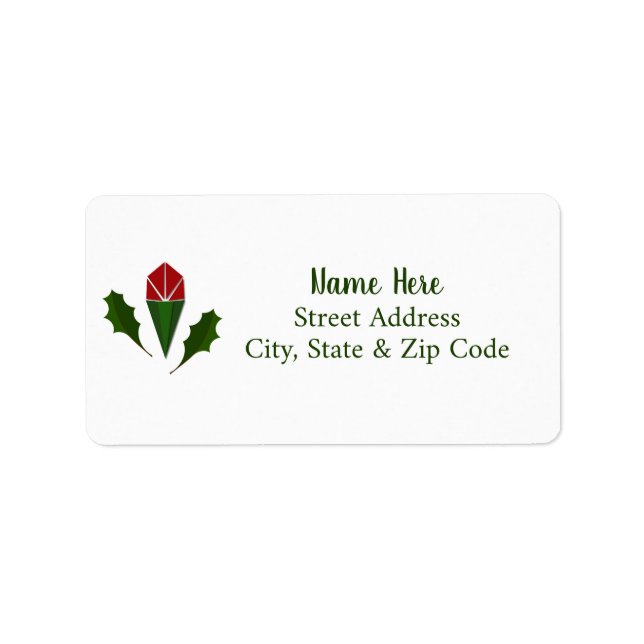 Personalized Elegant Abstract Red Roses, Holly Label (Front)