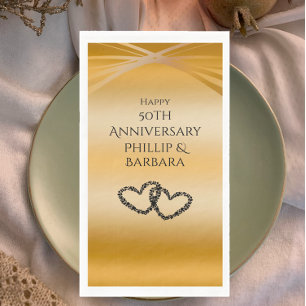 Personalized Elegant Arch Golden 50th Anniversary Paper Guest Towels