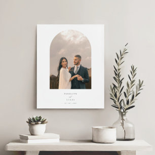 Personalized Elegant Arch Photo Wedding Couple Faux Canvas Print