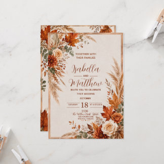 Personalized Elegant Autumn Wedding Invitation | R