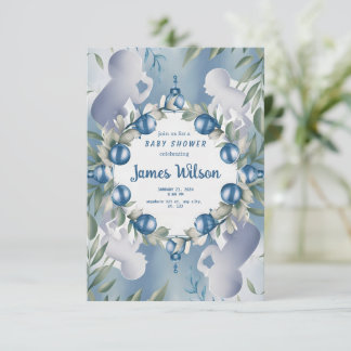 [Personalized] Elegant Baby Boy Shower Invitation