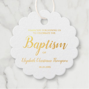 Personalized Elegant Baby Name Baptism Thank You F Foil Favor Tags