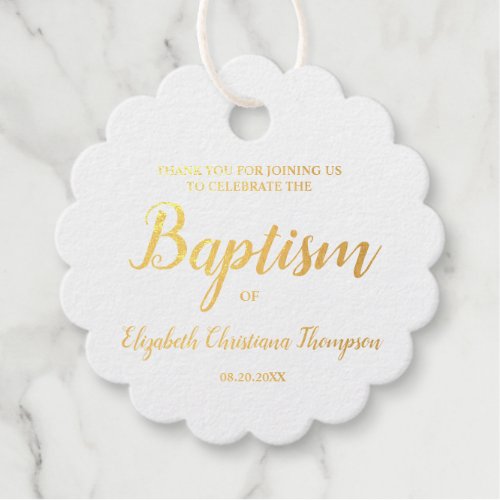 Personalized Elegant Baby Name Baptism Thank You F Foil Favor Tags