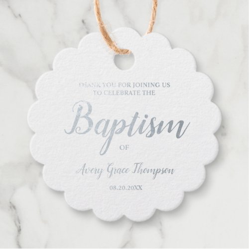 Personalized Elegant Baby Name Baptism Thank You Foil Favor Tags