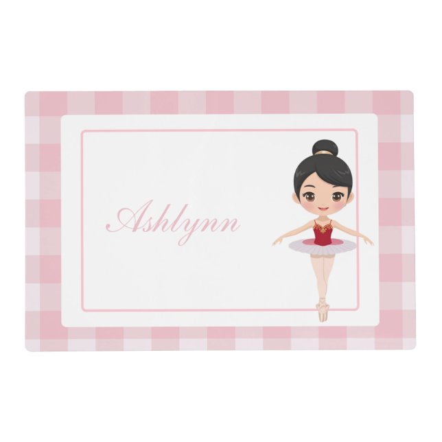 Personalized Elegant Ballerina Pink Monogram Kids  Placemat (Front)