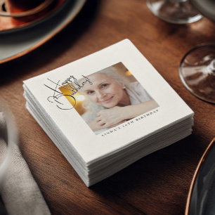 Personalized Elegant Birthday Party Photo Napkins