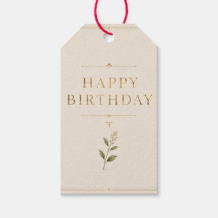 Personalized Elegant Birthday with Antique Gold Gift Tags