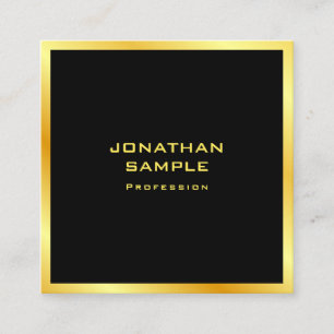 Personalized Elegant Black And Gold Modern Simple Square Business Card