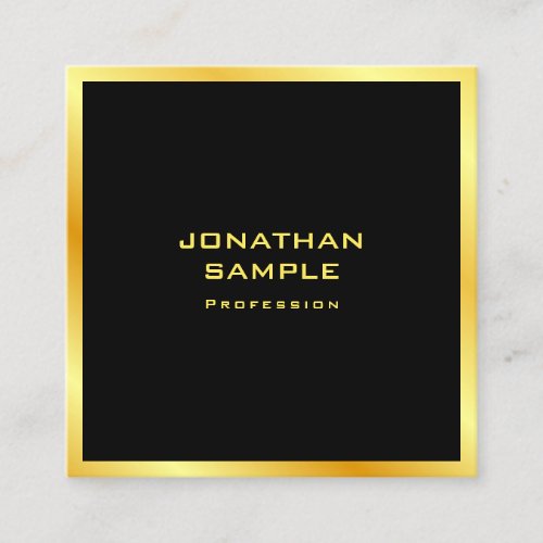 Personalized Elegant Black And Gold Modern Simple Square Business Card