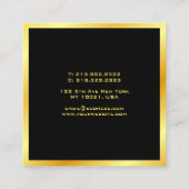 Personalized Elegant Black And Gold Modern Simple Square Business Card (Back)