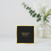 Personalized Elegant Black And Gold Modern Simple Square Business Card (Standing Front)