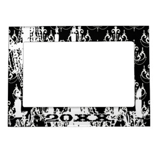 Personalized Elegant Black and White Chandelier Magnetic Photo Frame