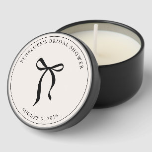 Personalized Elegant Black Bow Bridal Shower Favor Mini Candle Favors