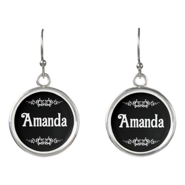 Personalized Elegant Black Earrings (Front)